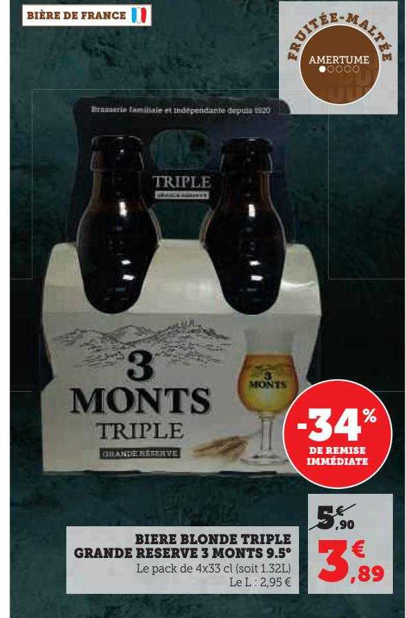 bière blonde triple grande réserve 3 monts 9.5°