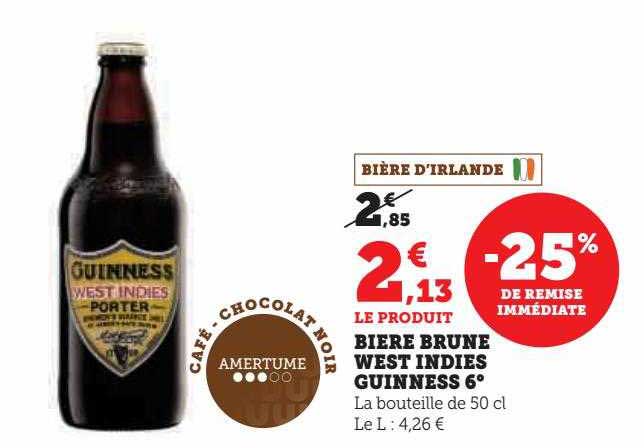 bière brune west indies guinness 6°