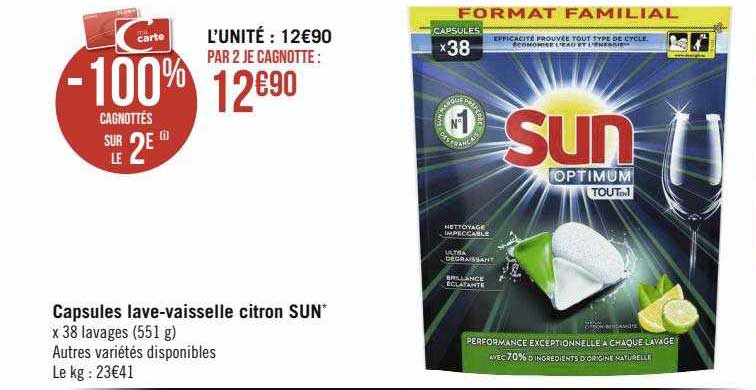 capsules lave-vaisselle citron sun