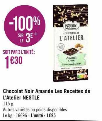 chocolat noir amande les recettes de l'atelier nestlé