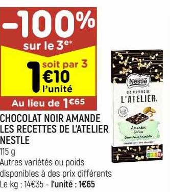chocolat noir amande les recettes de l'atelier nestlé