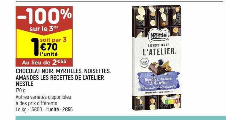 chocolat noir. myrtilles. noisettes. amandes les recettes de l'atelier nestlé