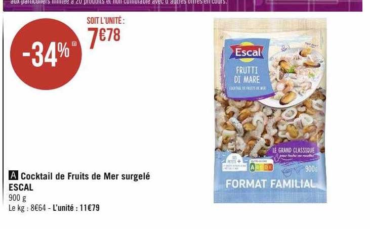 Cocktail De Fruits De Mer Surgelé Escal