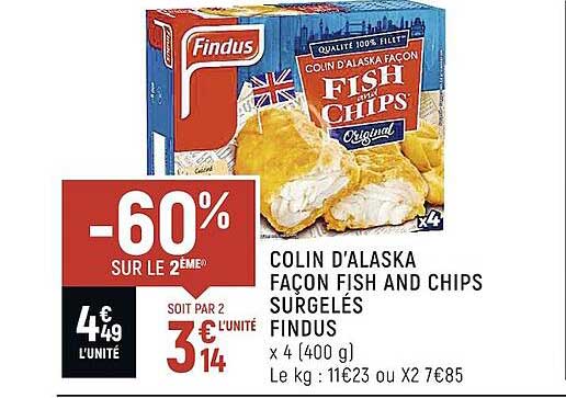 colin d'alaska façon fish and chips surgelés findus