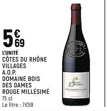 côtes du rhône villages a.o.p. domaine bois des dames rouge millésimé