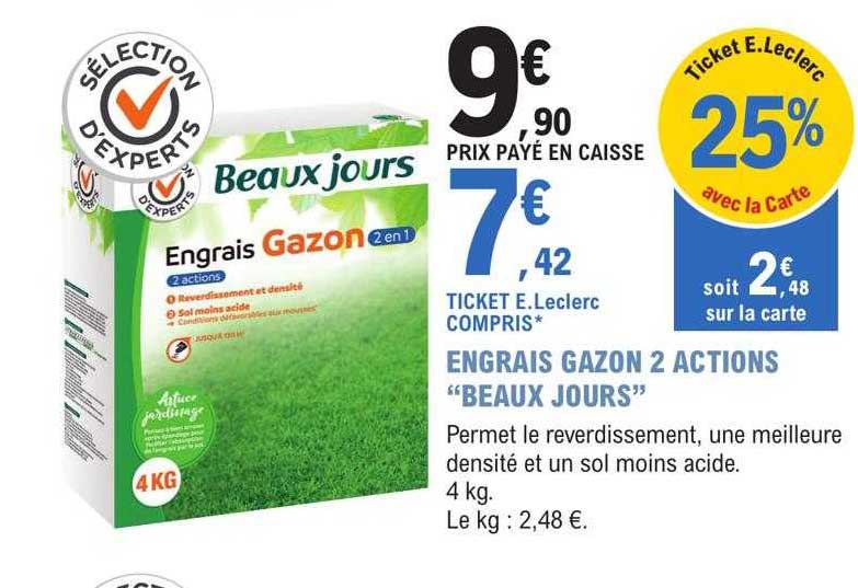 engrais gazon 2 actions "beaux jours"