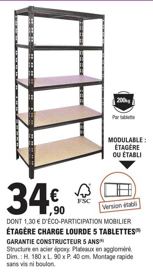 étagère charge lourde 5 tablettes