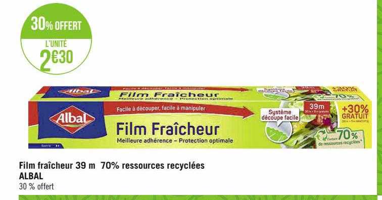 film fraîcheur 39 m 70% ressources recyclées albal