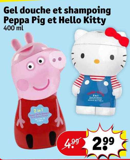 gel douche et shampoing peppa pig et hello kitty