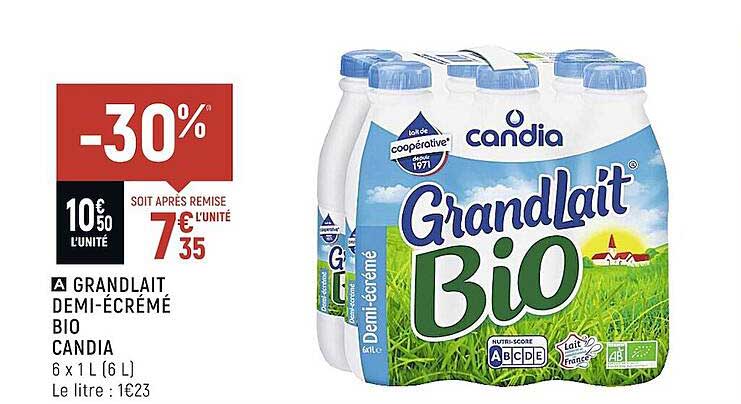 grand lait demi-écrémé bio candia