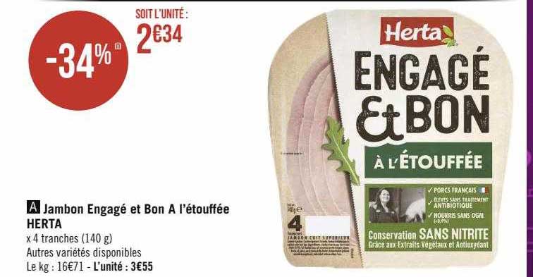 Jambon Engagé Et Bon à L'étouffée Herta
