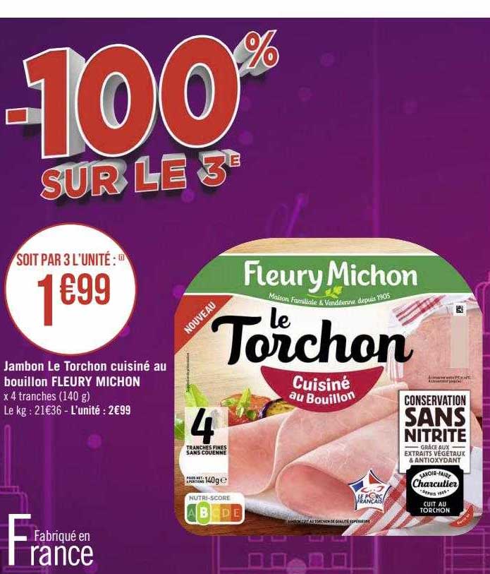 jambon le torchon cuisiné au bouillon fleury michon