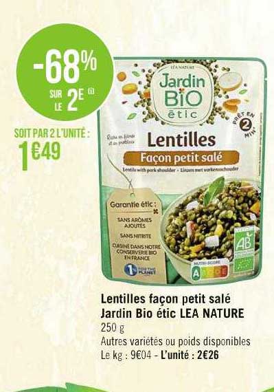 Lentilles Façon Petit Salé Jardin Bio étic Léa Nature
