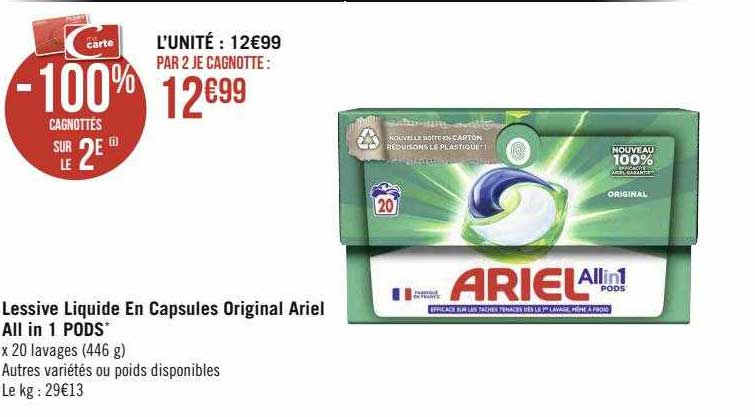 lessive liquide en capsules original ariel all in 1 pods
