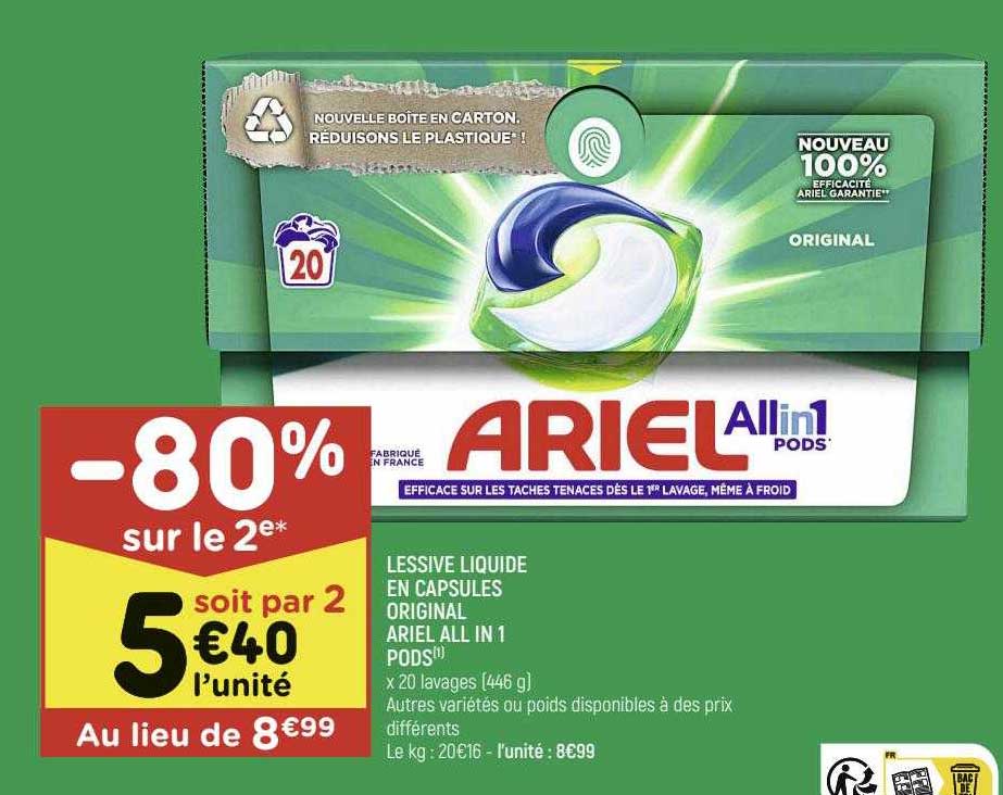 lessive liquide en capsules original ariel all in 1 pods