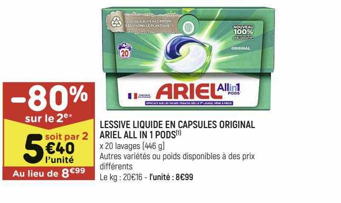 lessive liquide en capsules original ariel all in 1 pods