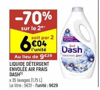 Liquide Détergent Envolée Air Frais Dash
