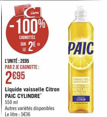 liquide vaisselle citron paic cylindre