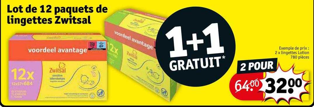 lot de 12 paquets de lingettes zwitsal