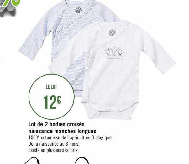 Lot De 2 Bodies Croisés Naissance Manches Longues