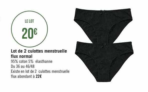 lot de 2 culottes menstruelle flux normal