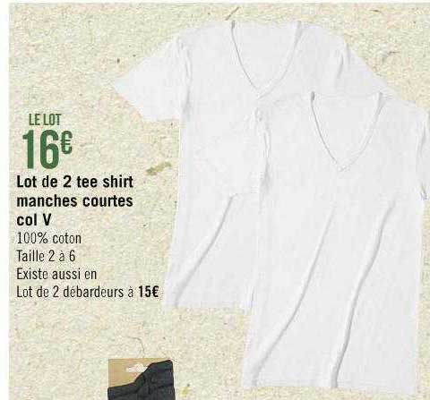 lot de 2 tee shirt manches courtes col v