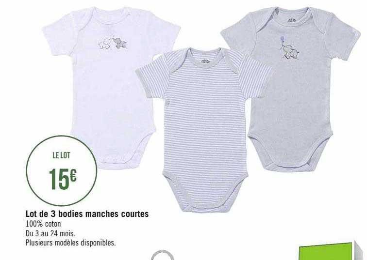 lot de 3 bodies manches courtes
