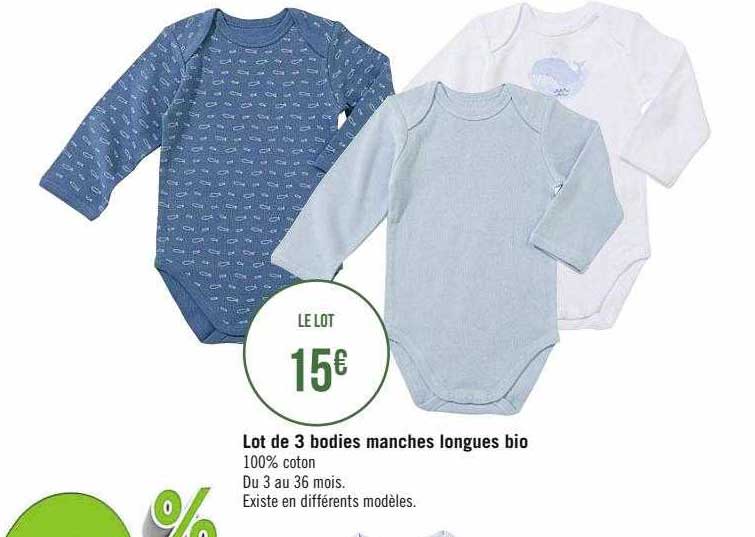 lot de 3 bodies manches longues bio