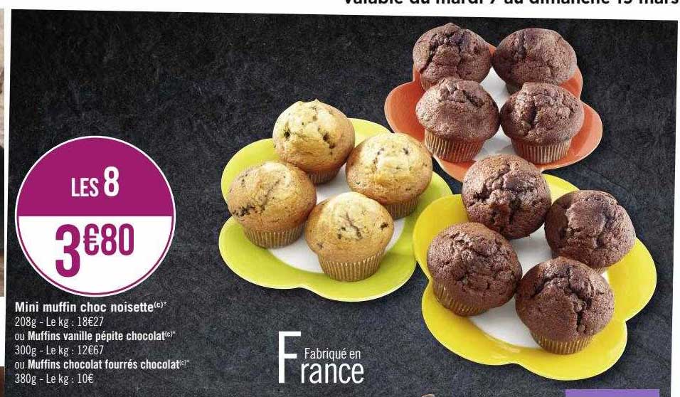 Mini Muffin Choc Noisette Ou Muffins Vanille Pépites Chocolat Ou Muffins Chocolat Fourrés Chocolat