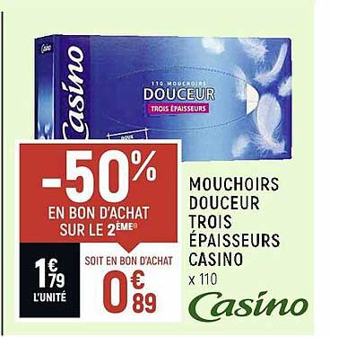 mouchoirs douceur trois épaisseurs casino