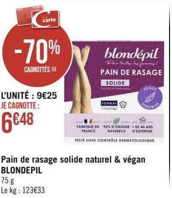 pain de rasage solide naturel & végan blondépil
