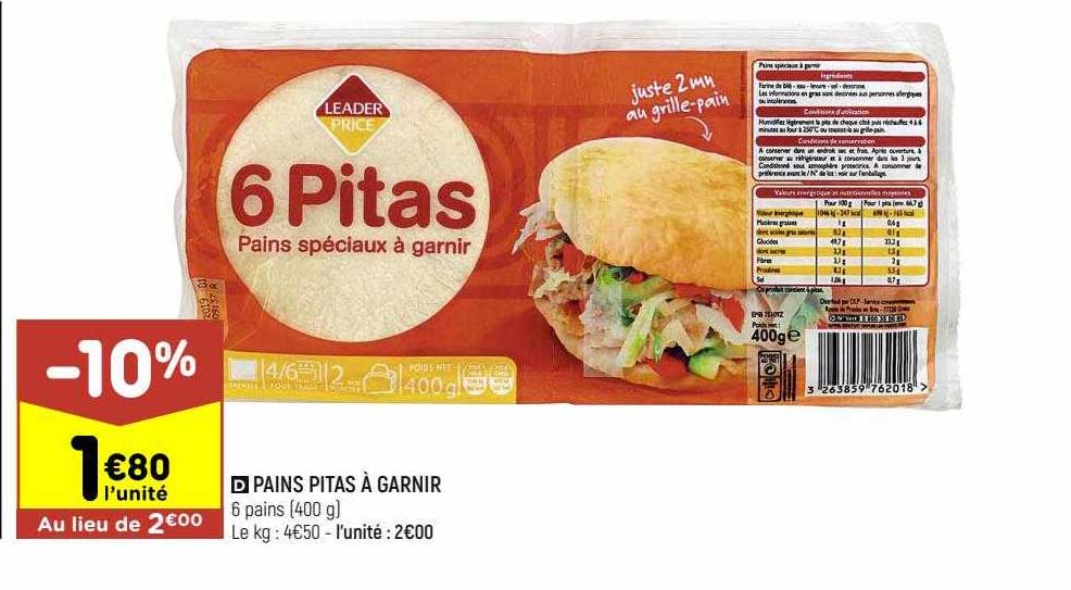 Pains Pitas à Garnir