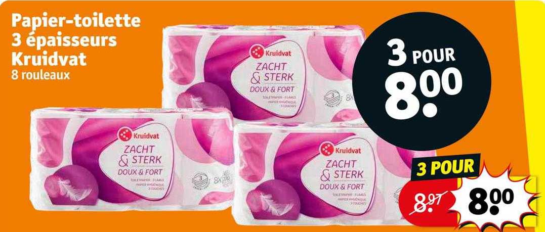 papier-toilette 3 épaisseurs kruidvat