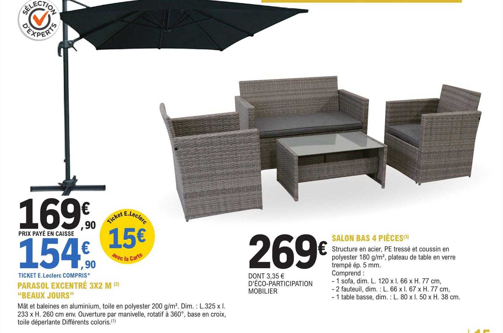 parasol excentré 3x2 m "beaux jours", salon bas 4 pièces