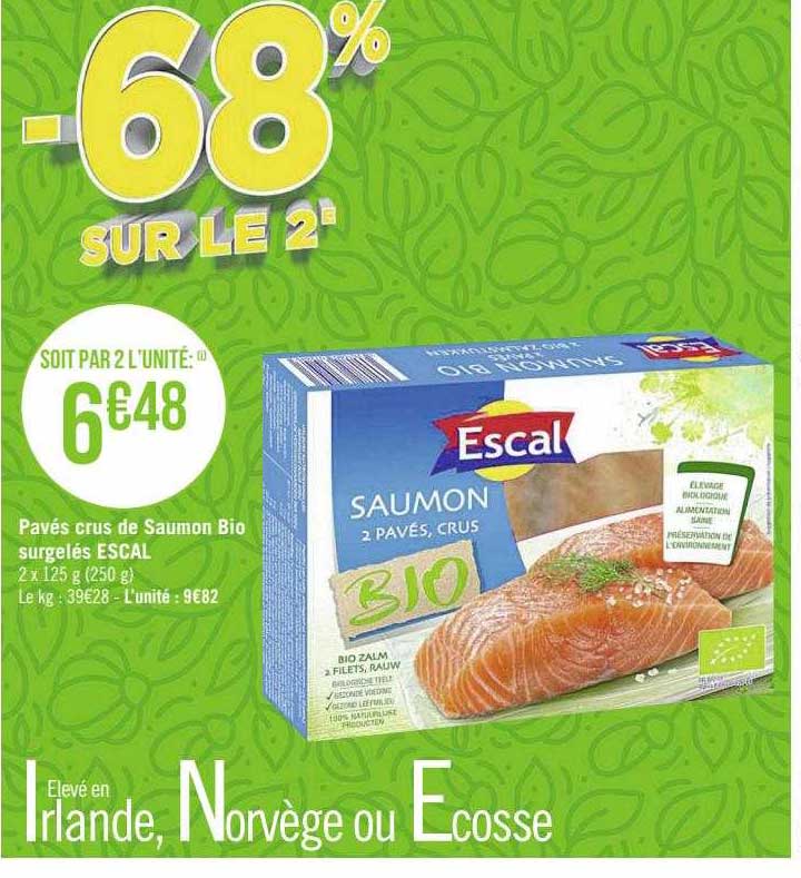 Pavés Crus De Saumon Bio Surgelés Escal