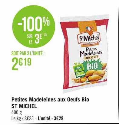 petites madeleines aux œufs bio st michel