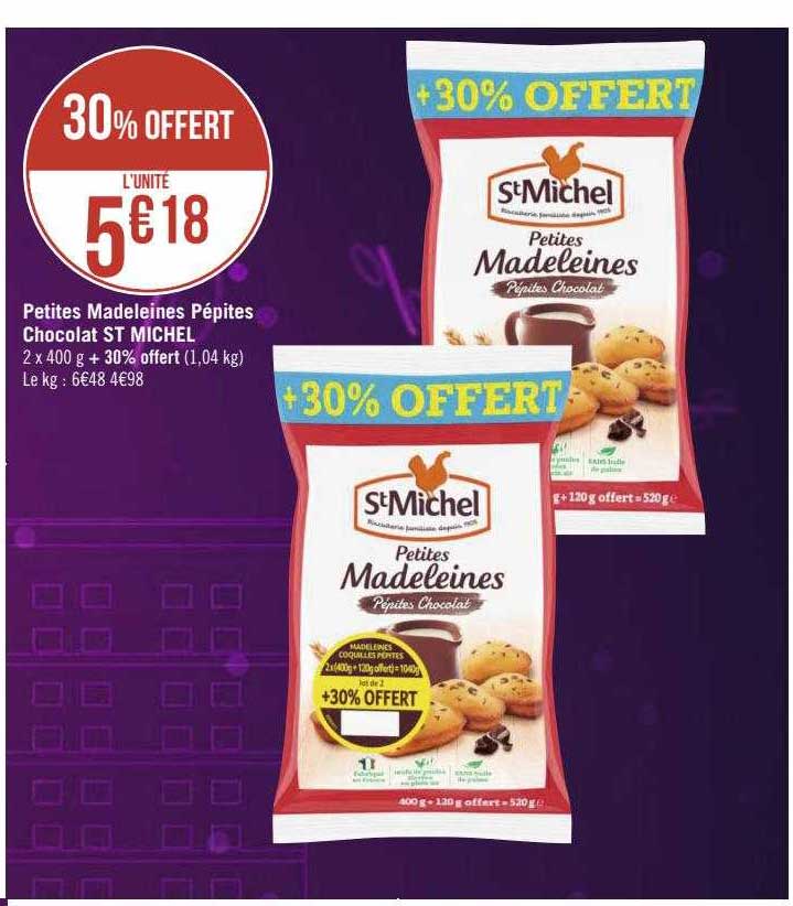 petites madeleines pépites chocolat st michel