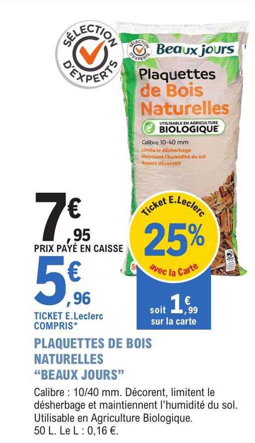 plaquettes de bois naturelles "beaux jours"