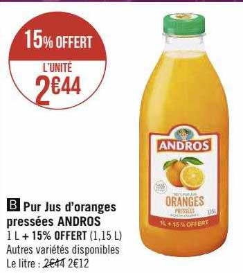 pur jus d'oranges pressées andros