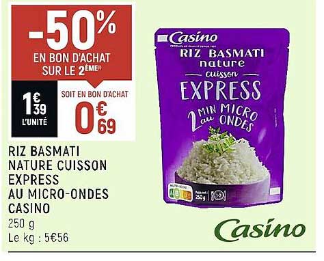 riz basmati nature cuisson express au micro-ondes casino