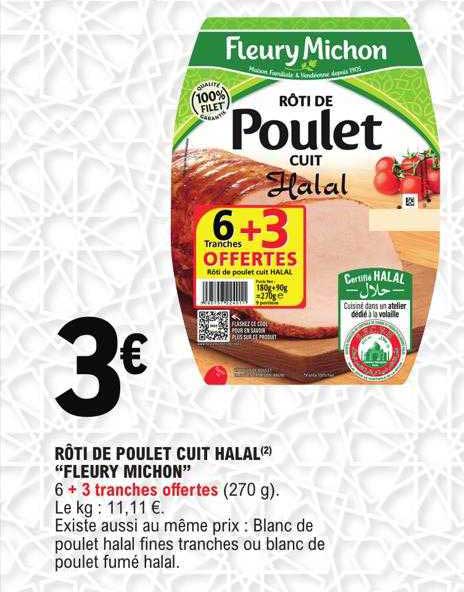 Rôti De Poulet Cuit Halal "fleury Michon"