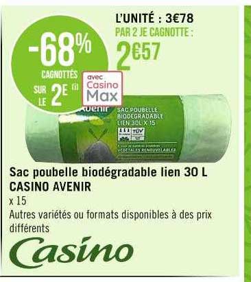 sac poubelle biodégradable lien 30 l casino avenir