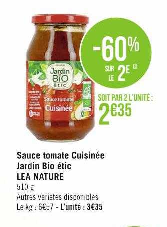 Sauce Tomate Cuisinée Jardin Bio étic Léa Nature