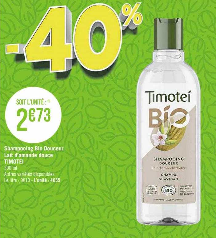 shampooing bio douceur lait d'amande douce timotei