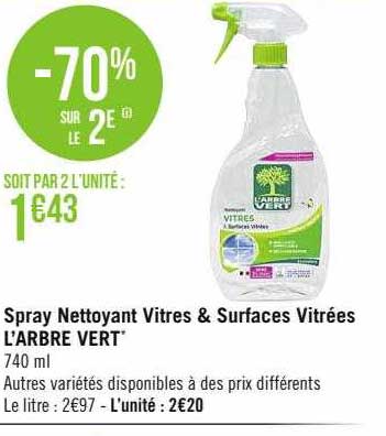 spray nettoyant vitres & surfaces vitrées l'arbre vert
