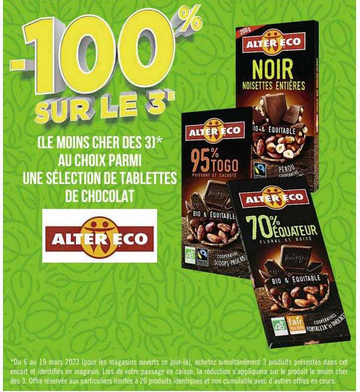 tablettes de chocolat alter eco