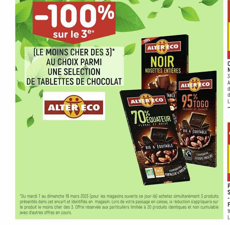 tablettes de chocolat alter éco