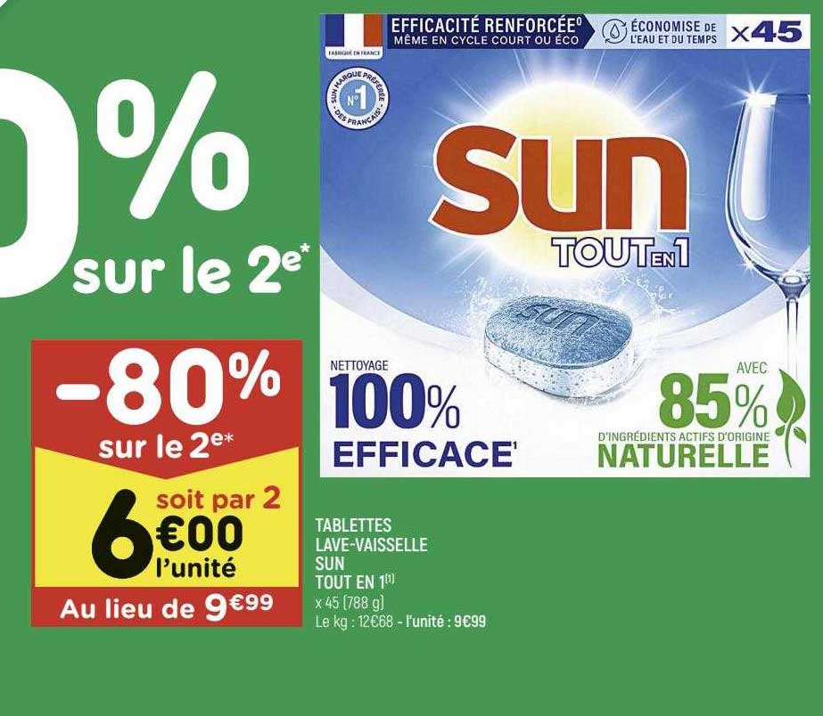 tablettes lave-vaisselle sun tout en 1