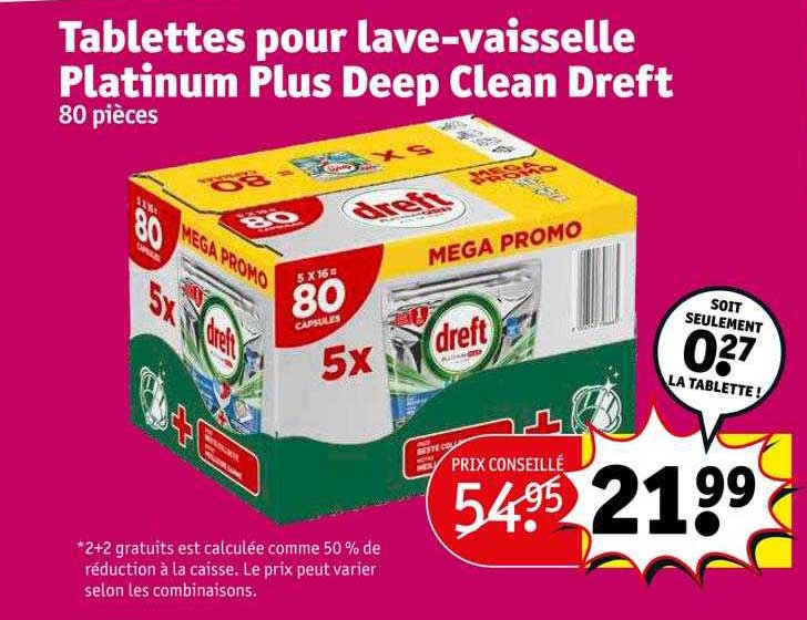 tablettes pour lave-vaisselle platinum plus deep clean dreft