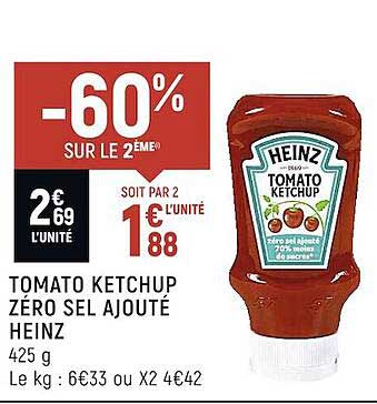 tomato ketchup zéro sel ajouté heinz
